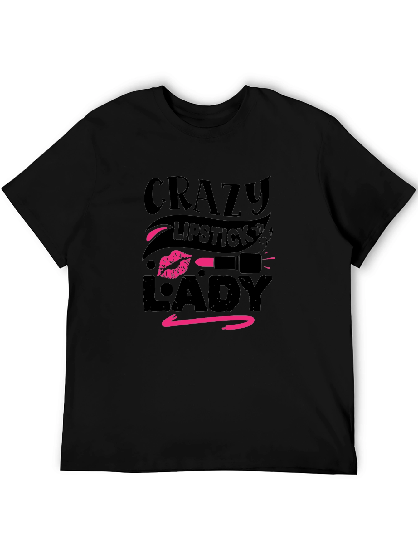 Crazy Lipstick Lady Graphic Tee - Black