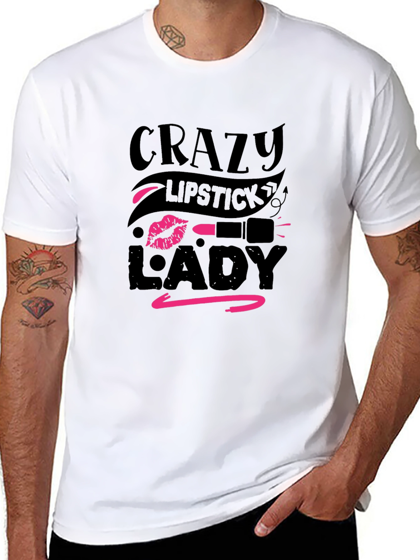 Crazy Lipstick Lady Graphic Tee - Black