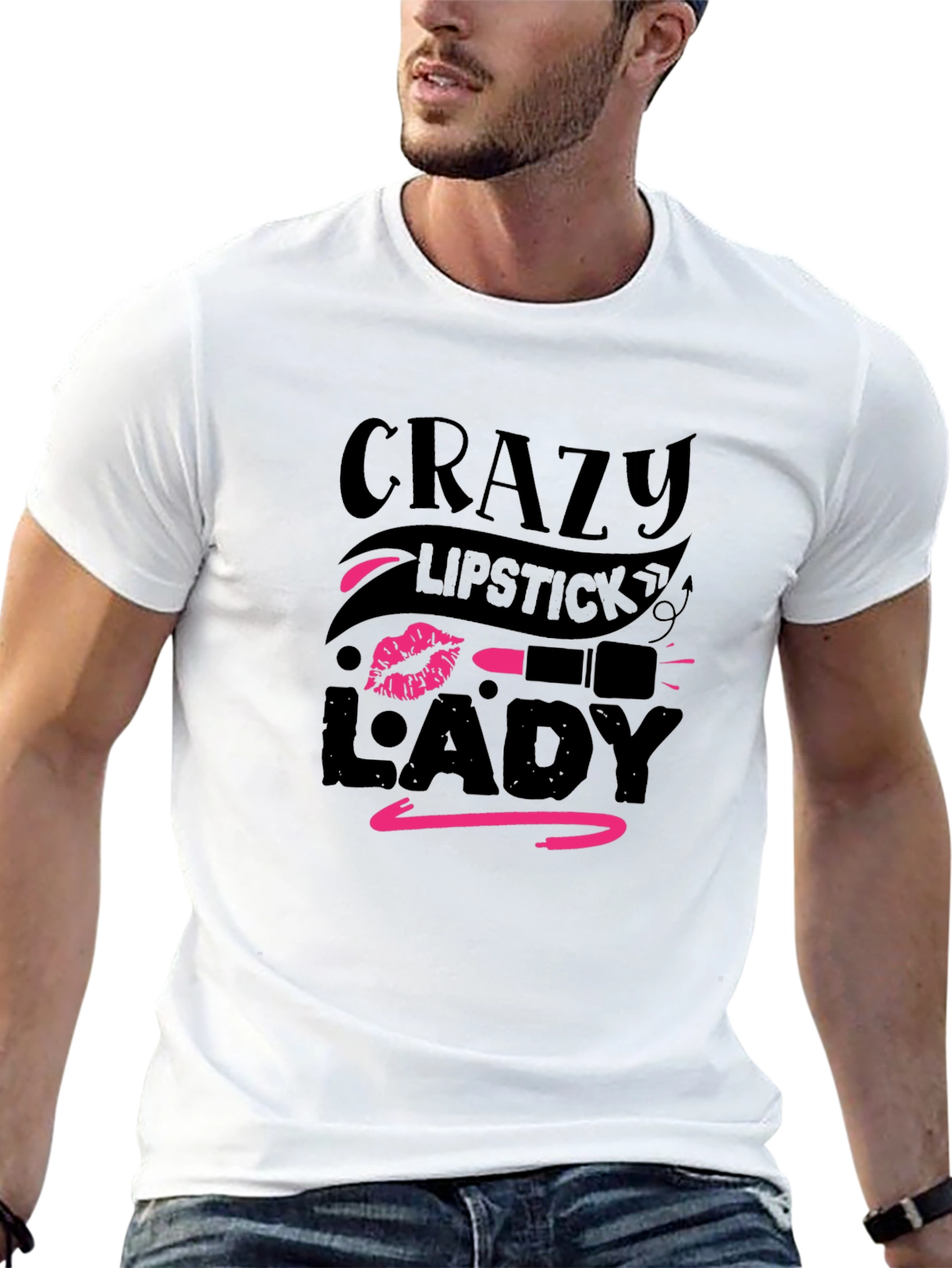 Crazy Lipstick Lady Graphic Tee - Black