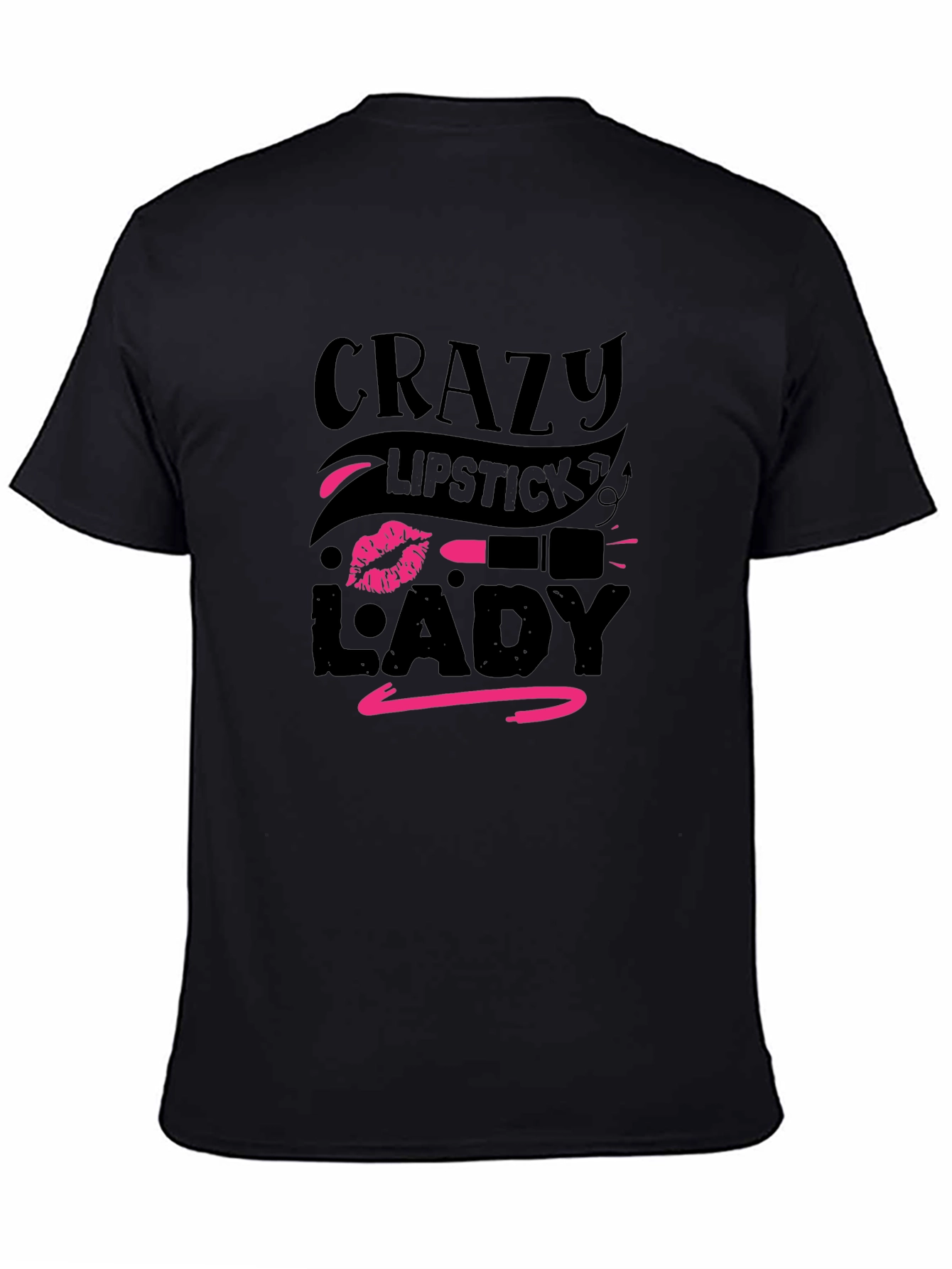 Crazy Lipstick Lady Graphic Tee - Black