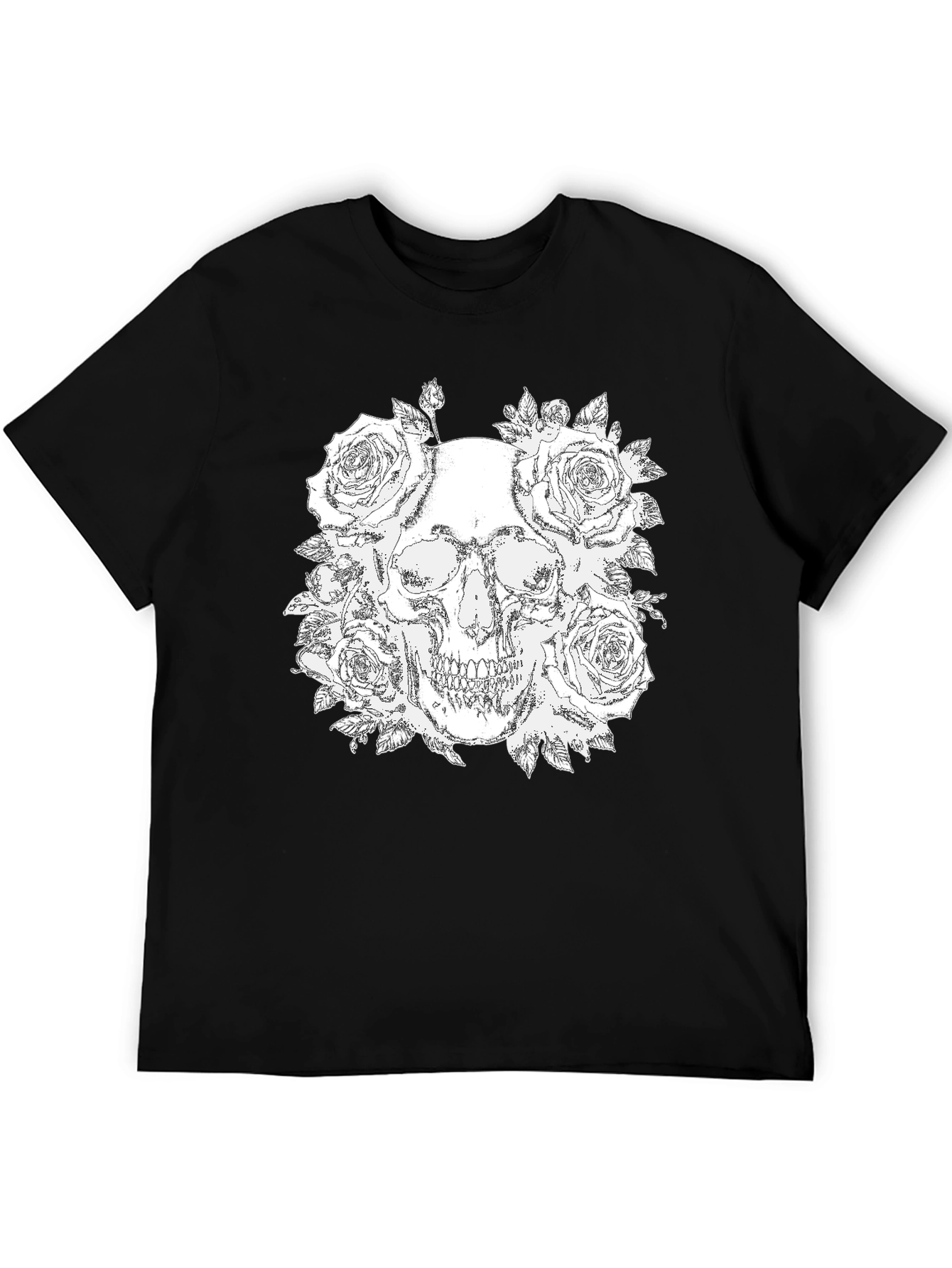 Skull and Roses Graphic Tee - Black