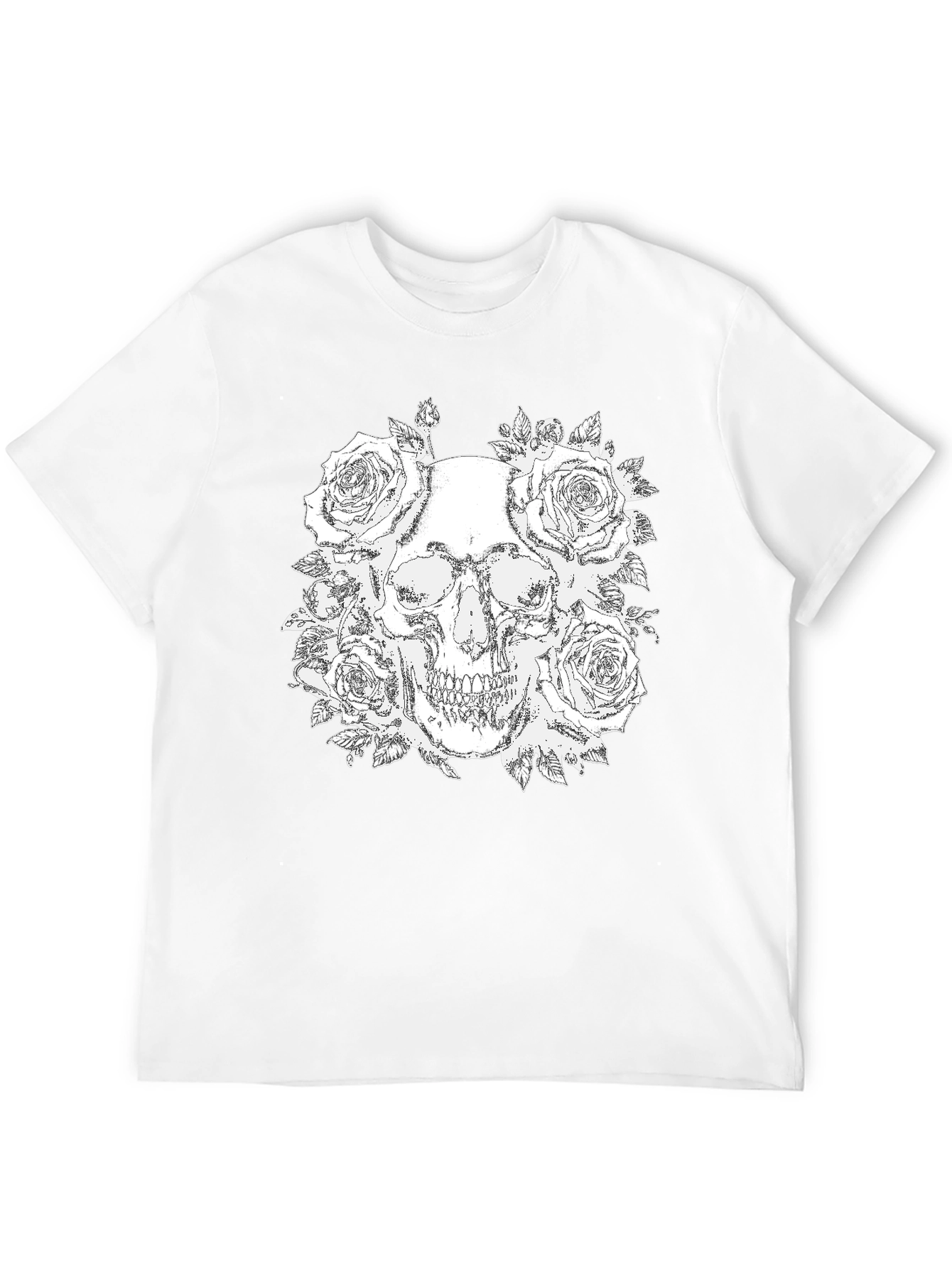 Skull and Roses Graphic Tee - Black