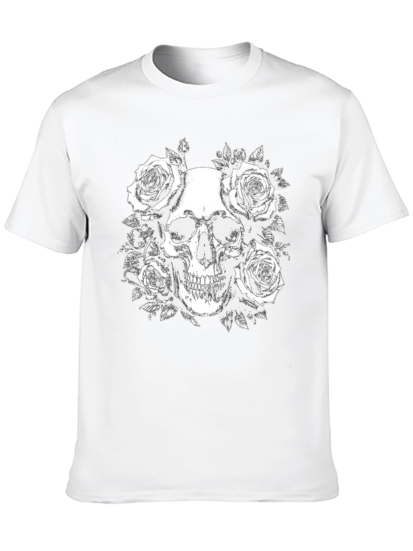 Skull and Roses Graphic Tee - Black
