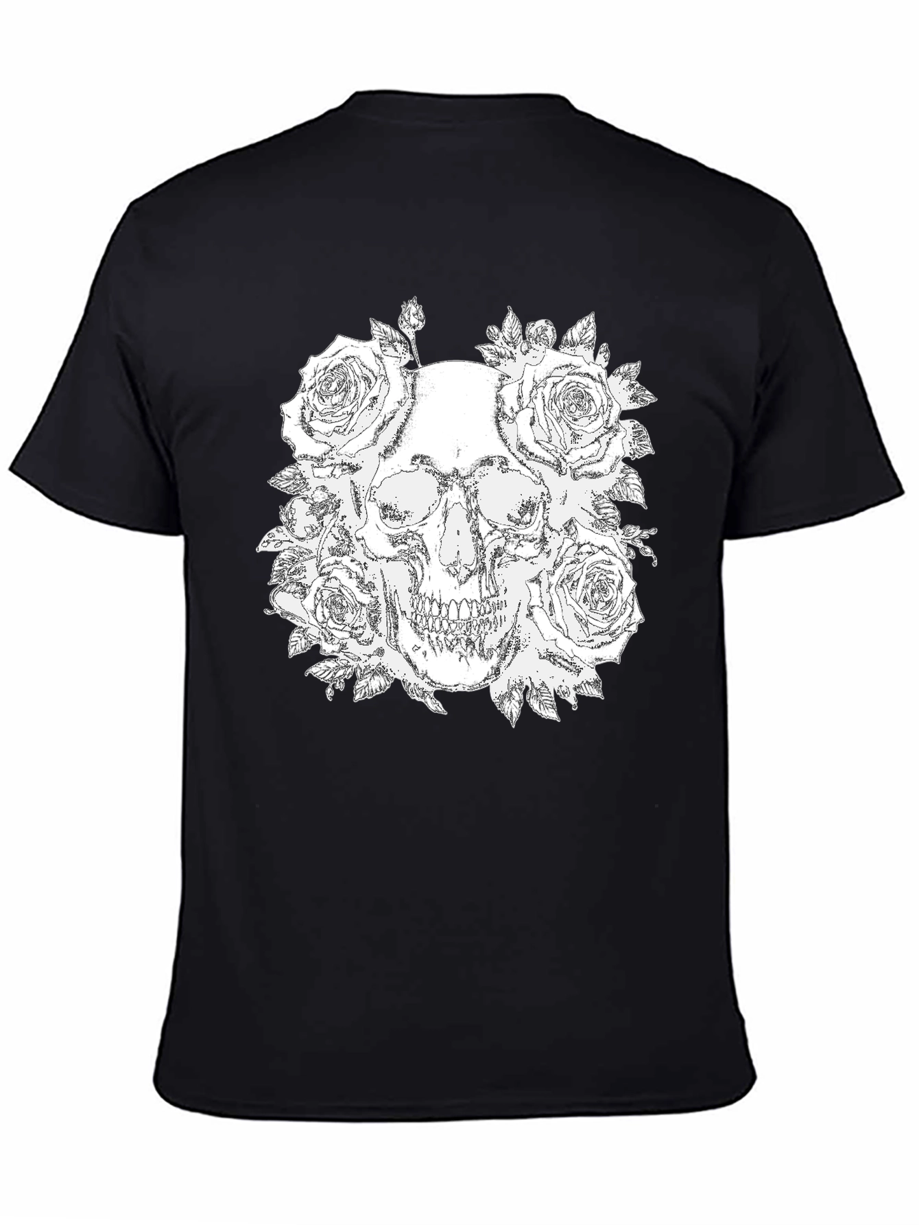 Skull and Roses Graphic Tee - Black