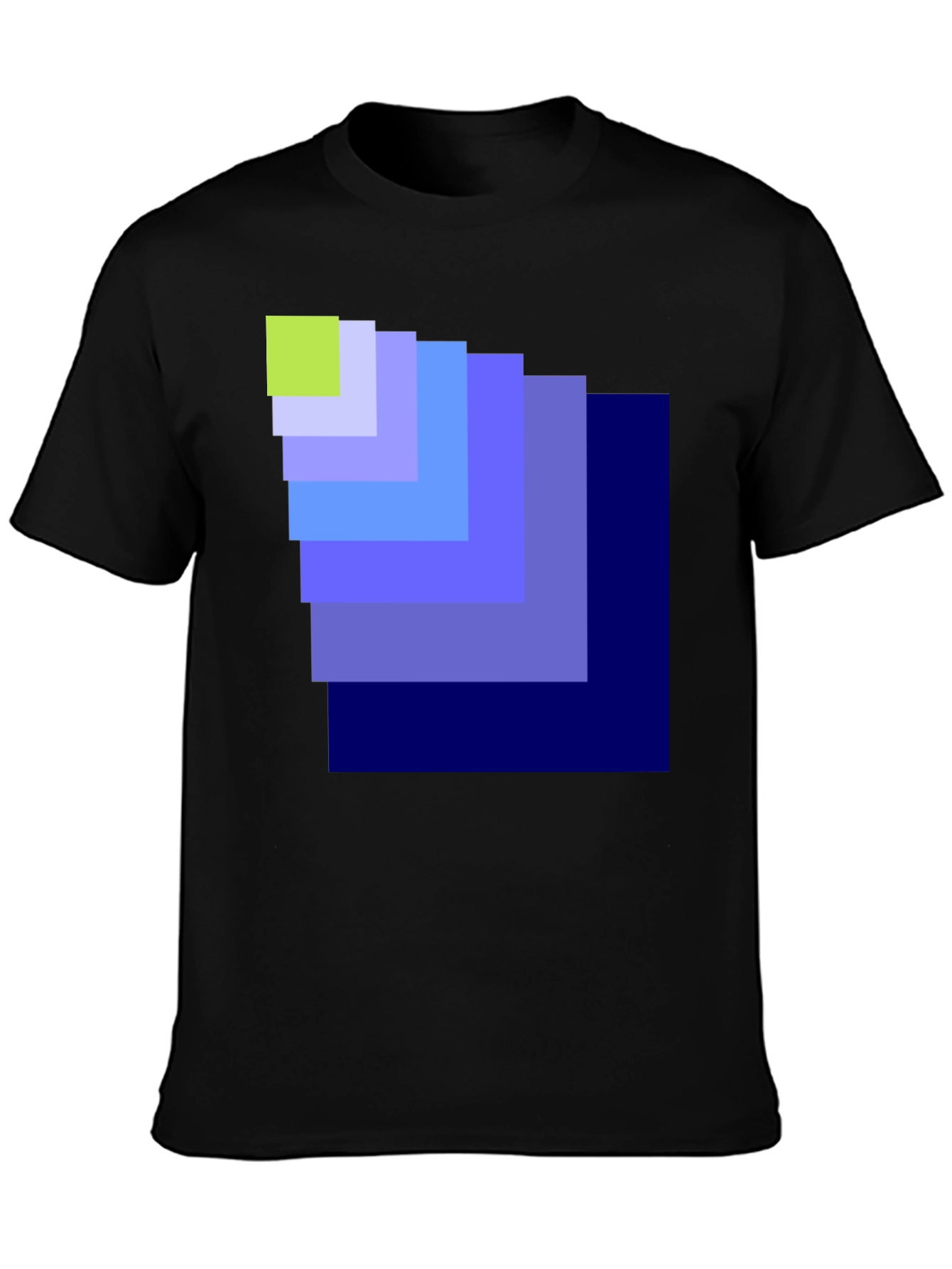 Geometric Square Pattern Black T-Shirt