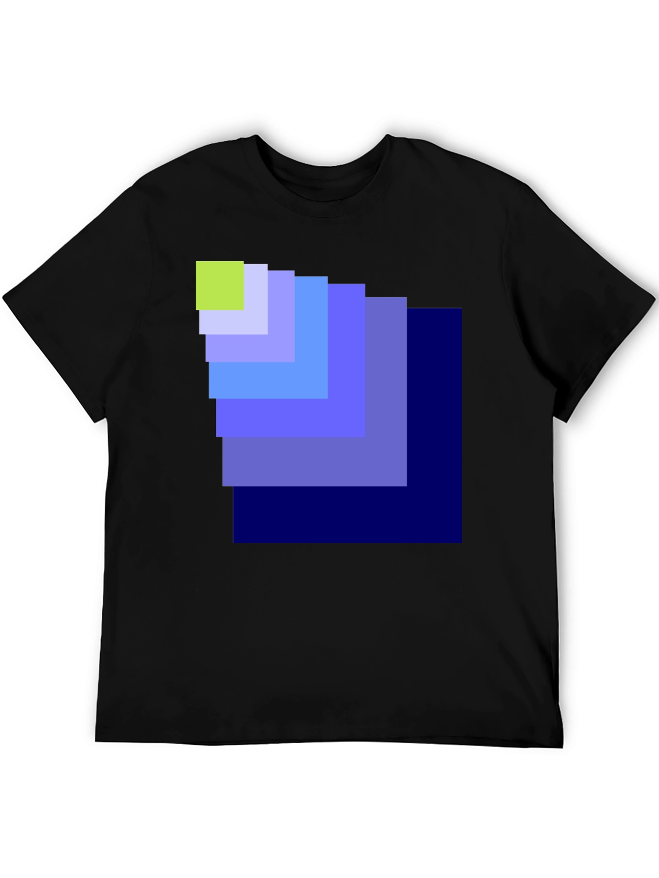Geometric Square Pattern Black T-Shirt