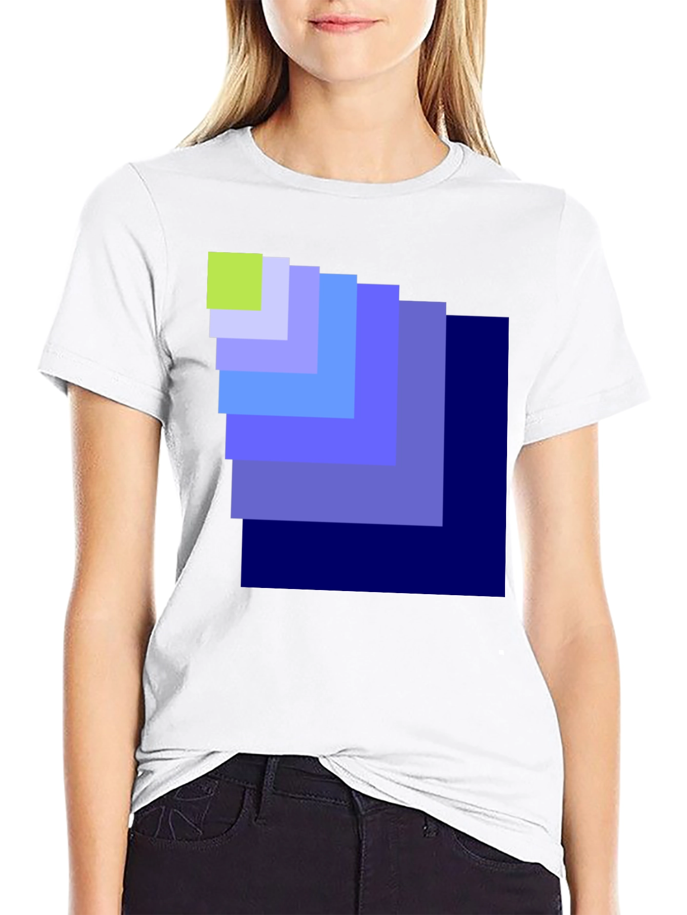 Geometric Square Pattern Black T-Shirt