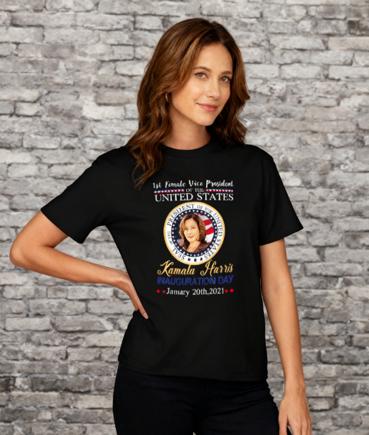 Kamala Harris Inauguration Day T-Shirt - 1st Female US Vice President Graphic Tee, 100% Cotton, Versatile for Multiple Occasions