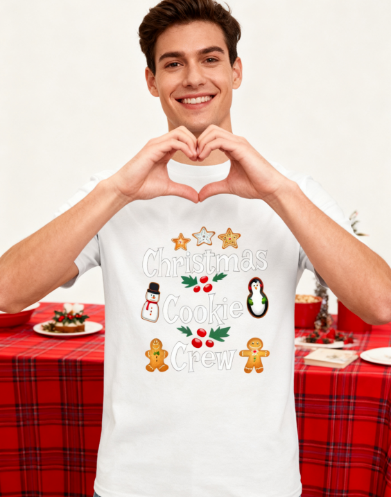 Christmas Cookie Crew T-Shirt - 100% Cotton, Festive Tee for Holiday Baking & Casual Occasions