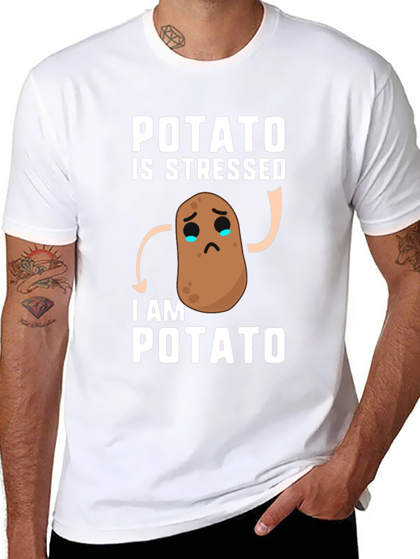 Stressed Potato Graphic Tee - Funny Casual T-Shirt