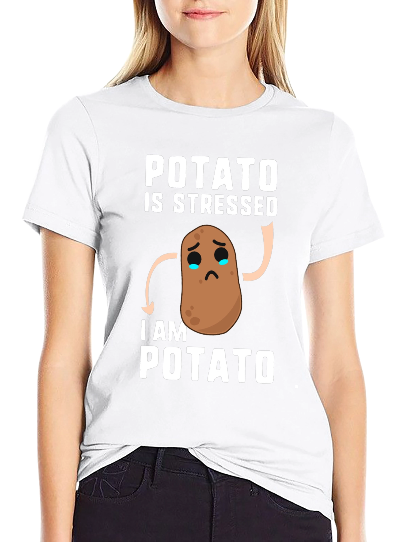 Stressed Potato Graphic Tee - Funny Casual T-Shirt