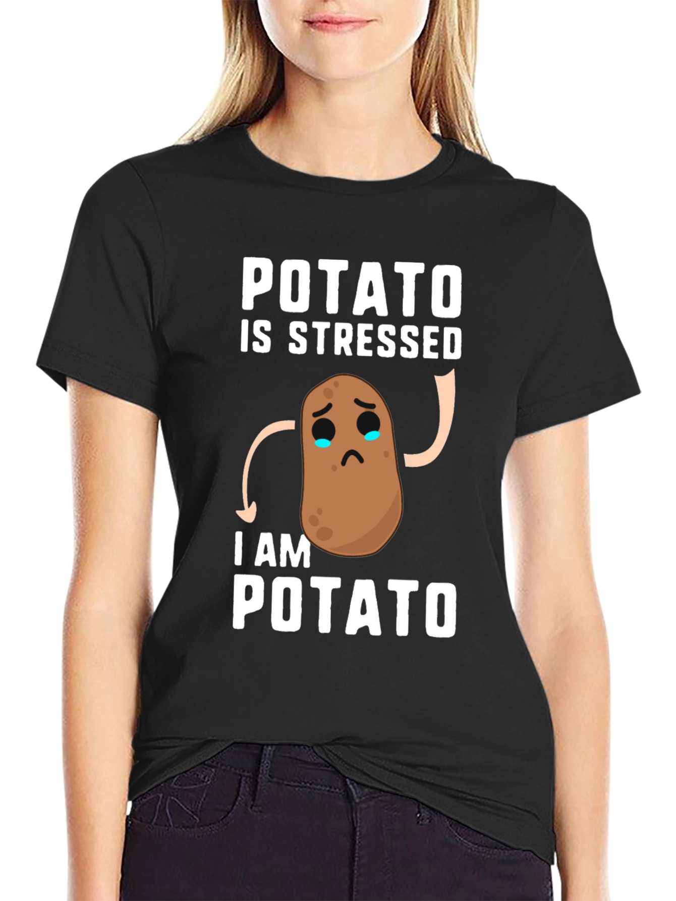 Stressed Potato Graphic Tee - Funny Casual T-Shirt
