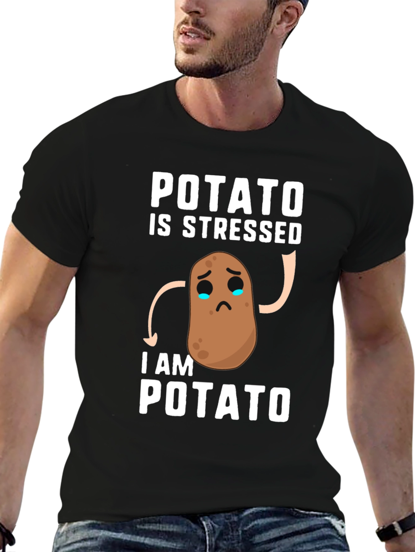 Stressed Potato Graphic Tee - Funny Casual T-Shirt