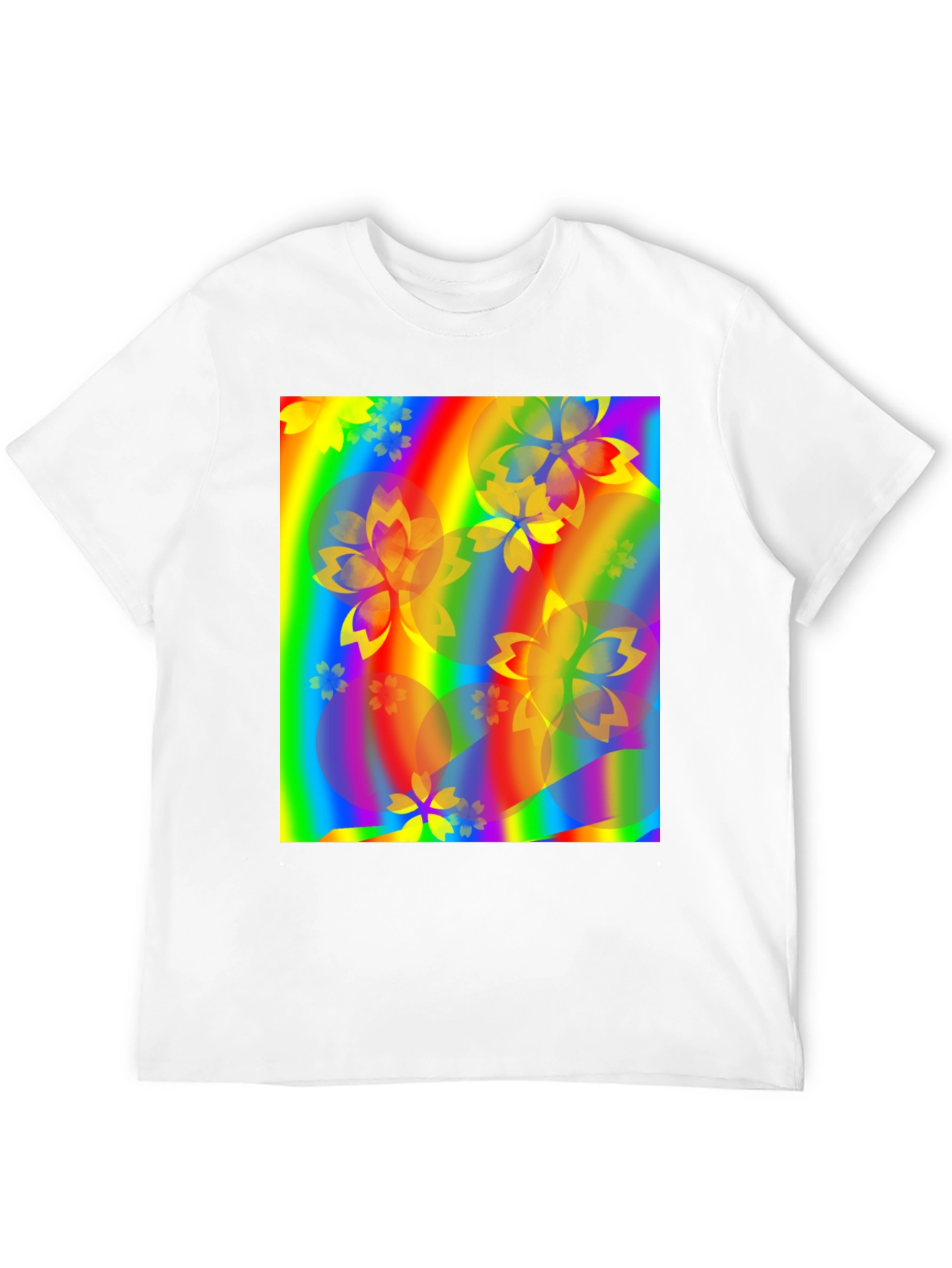 Rainbow Floral Graphic Black T-Shirt