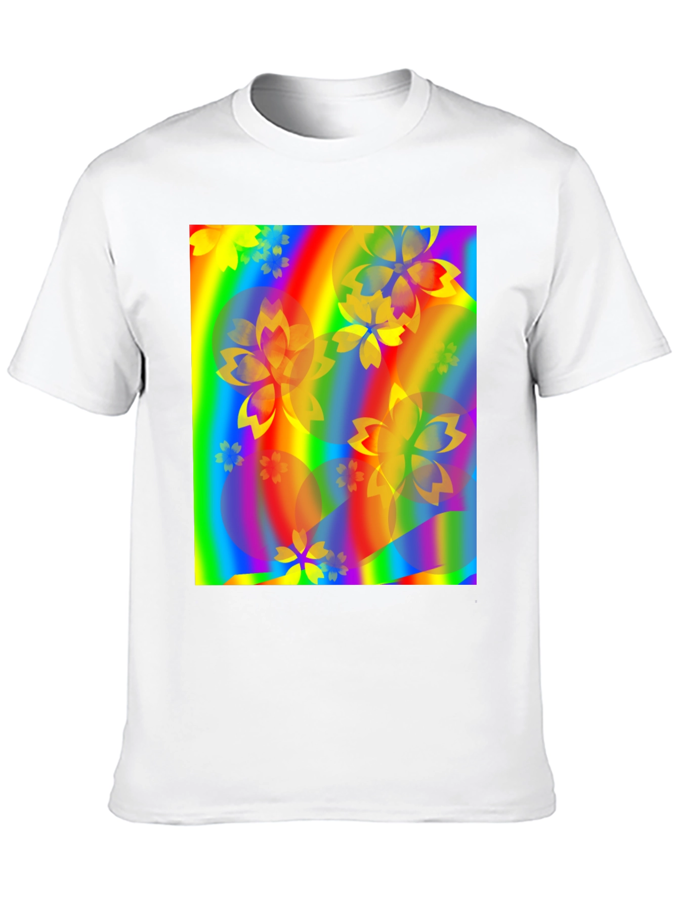 Rainbow Floral Graphic Black T-Shirt