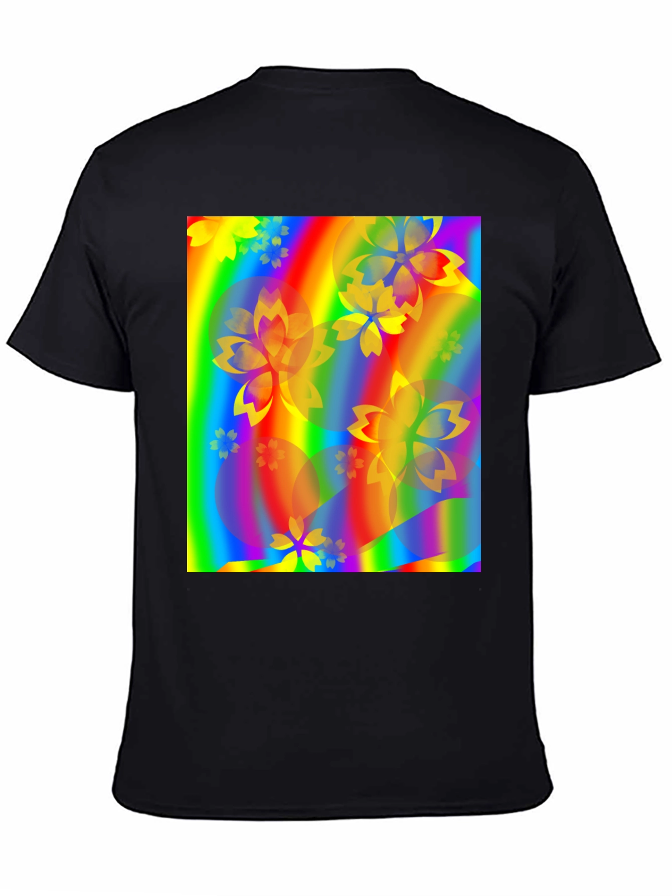 Rainbow Floral Graphic Black T-Shirt
