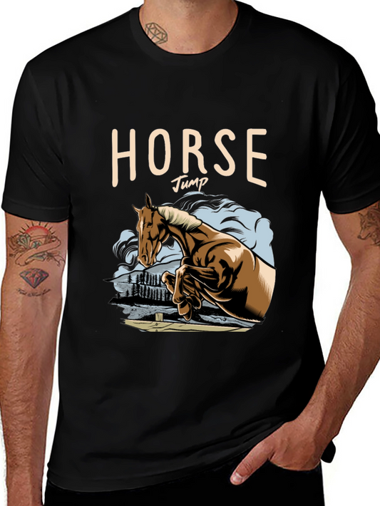 Horse Jump Graphic Tee - Equestrian Style