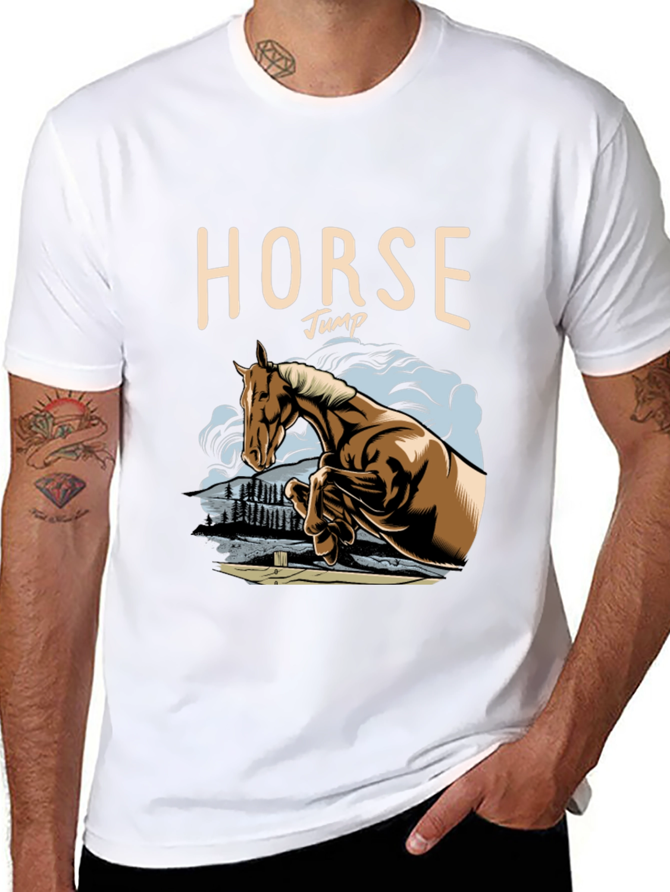 Horse Jump Graphic Tee - Equestrian Style