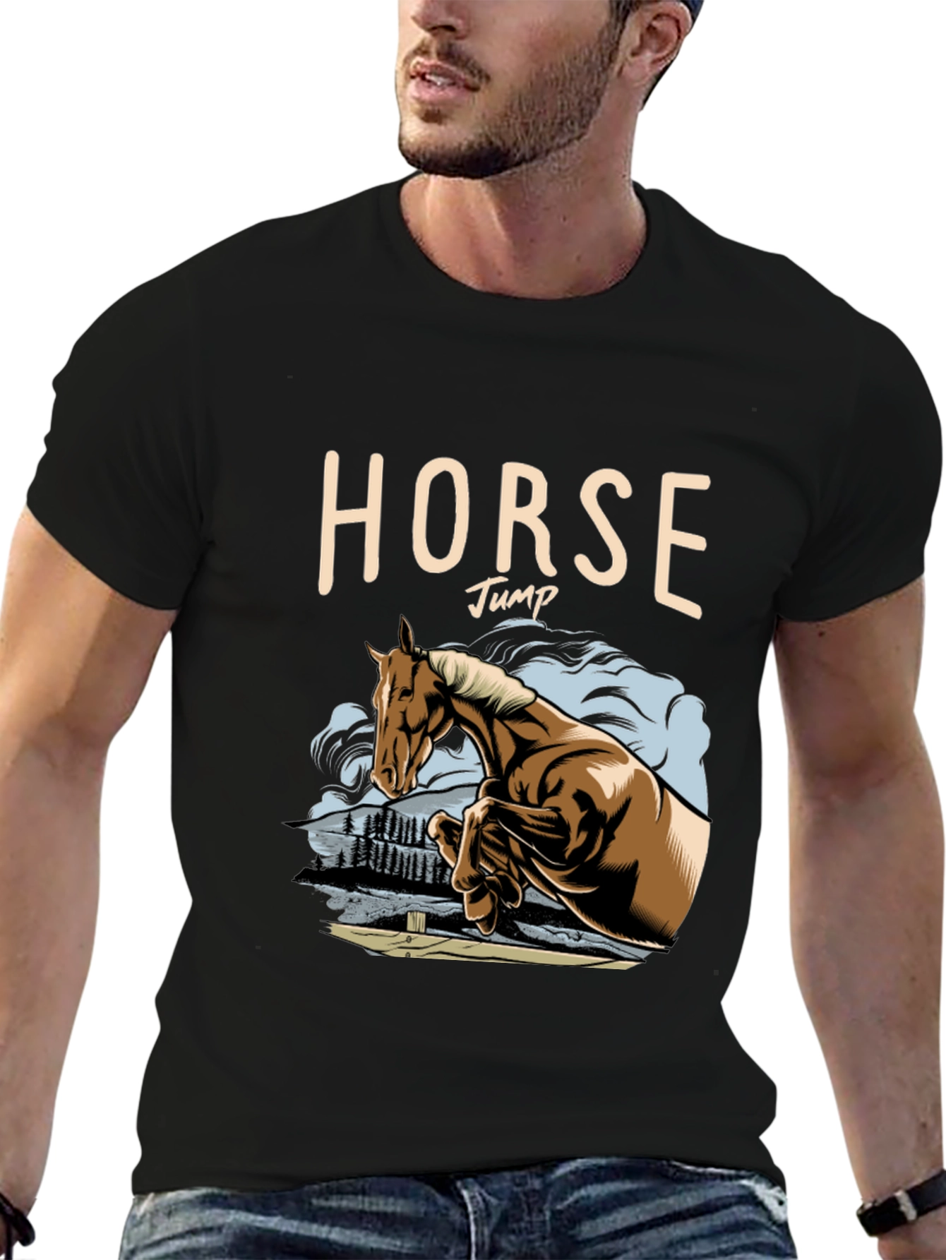 Horse Jump Graphic Tee - Equestrian Style