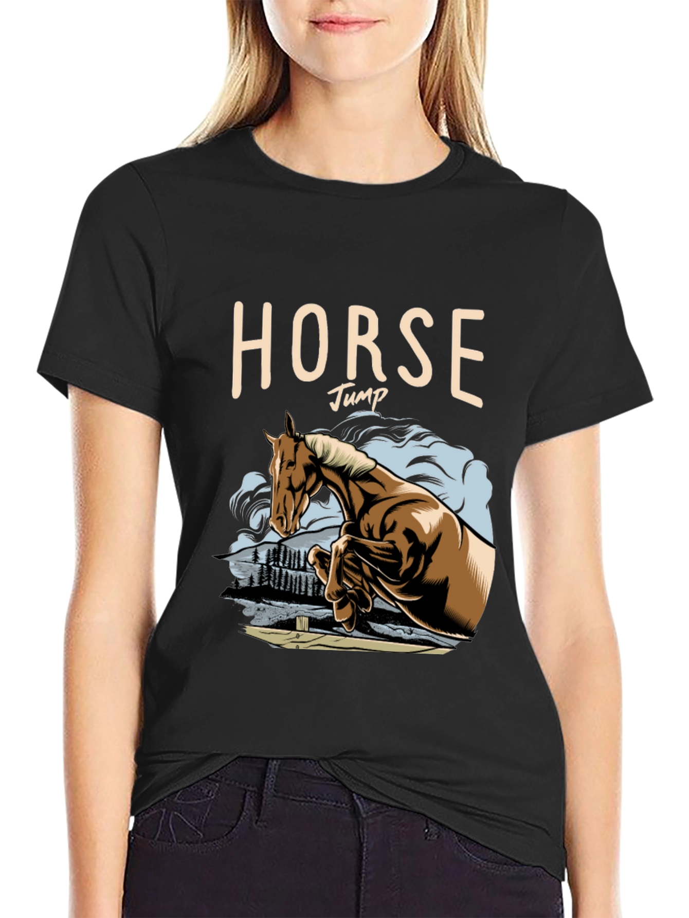 Horse Jump Graphic Tee - Equestrian Style