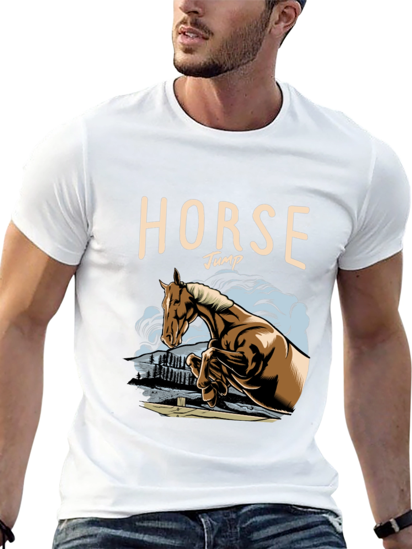 Horse Jump Graphic Tee - Equestrian Style
