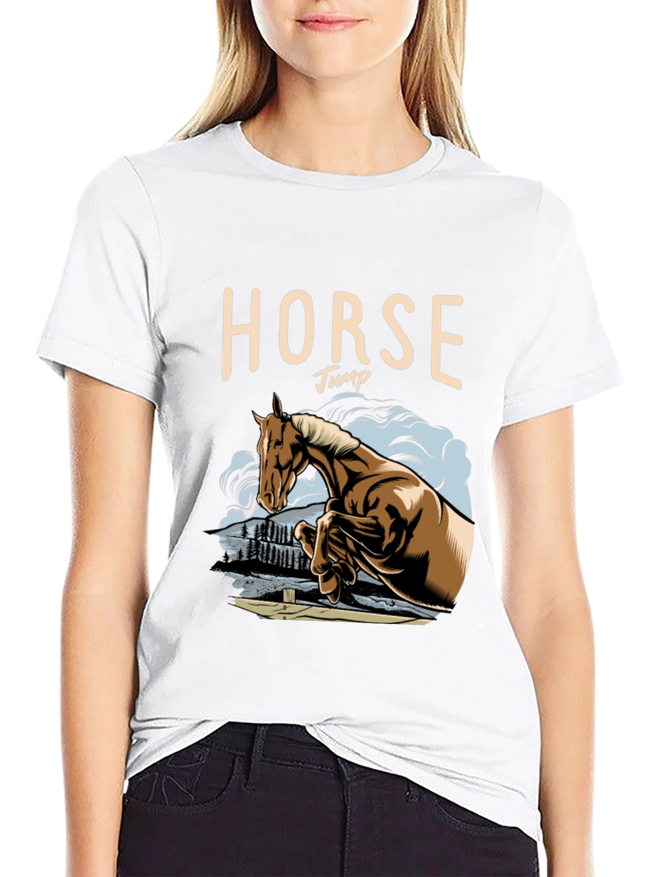 Horse Jump Graphic Tee - Equestrian Style