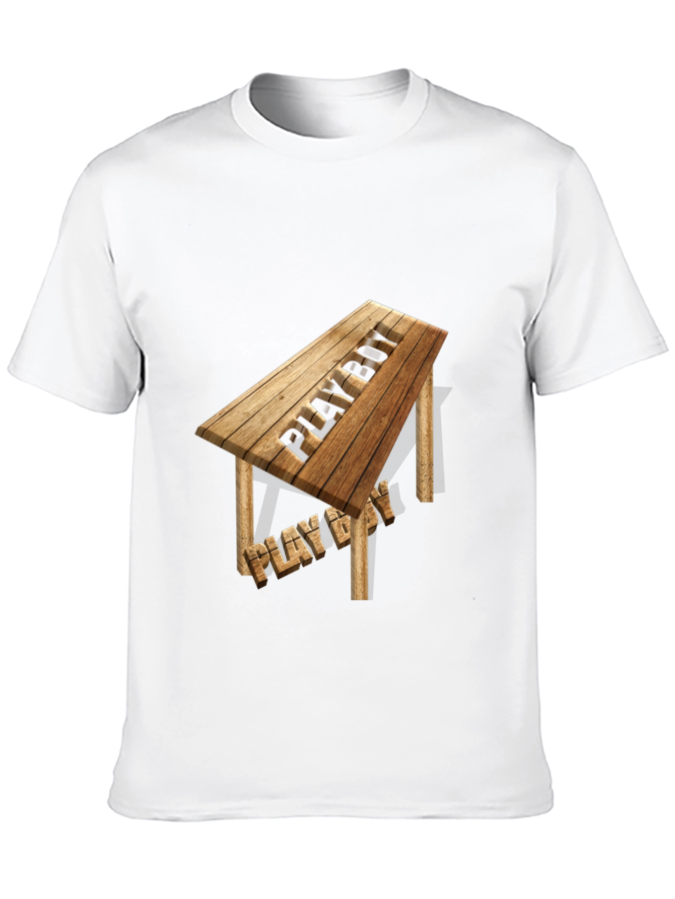 Playboy Wooden Table T-Shirt - Novelty Design