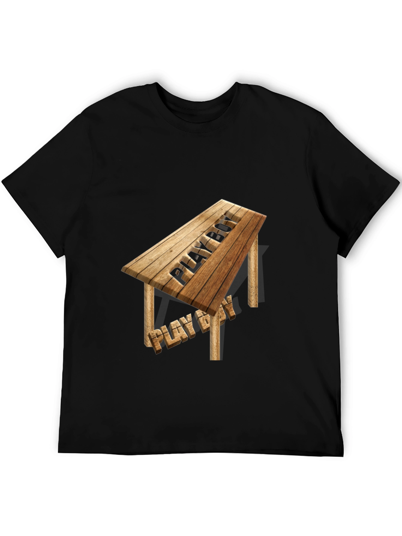 Playboy Wooden Table T-Shirt - Novelty Design