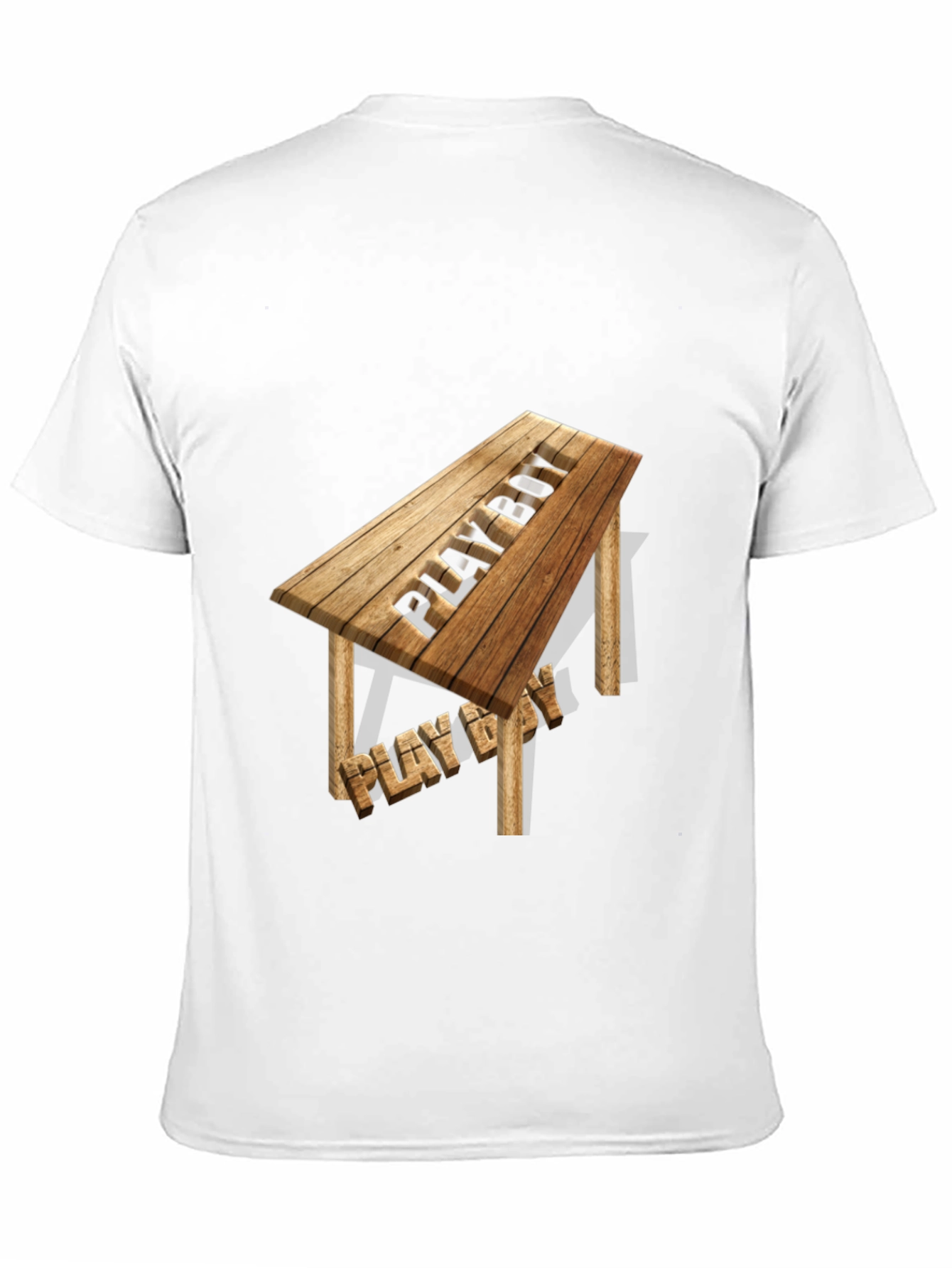 Playboy Wooden Table T-Shirt - Novelty Design