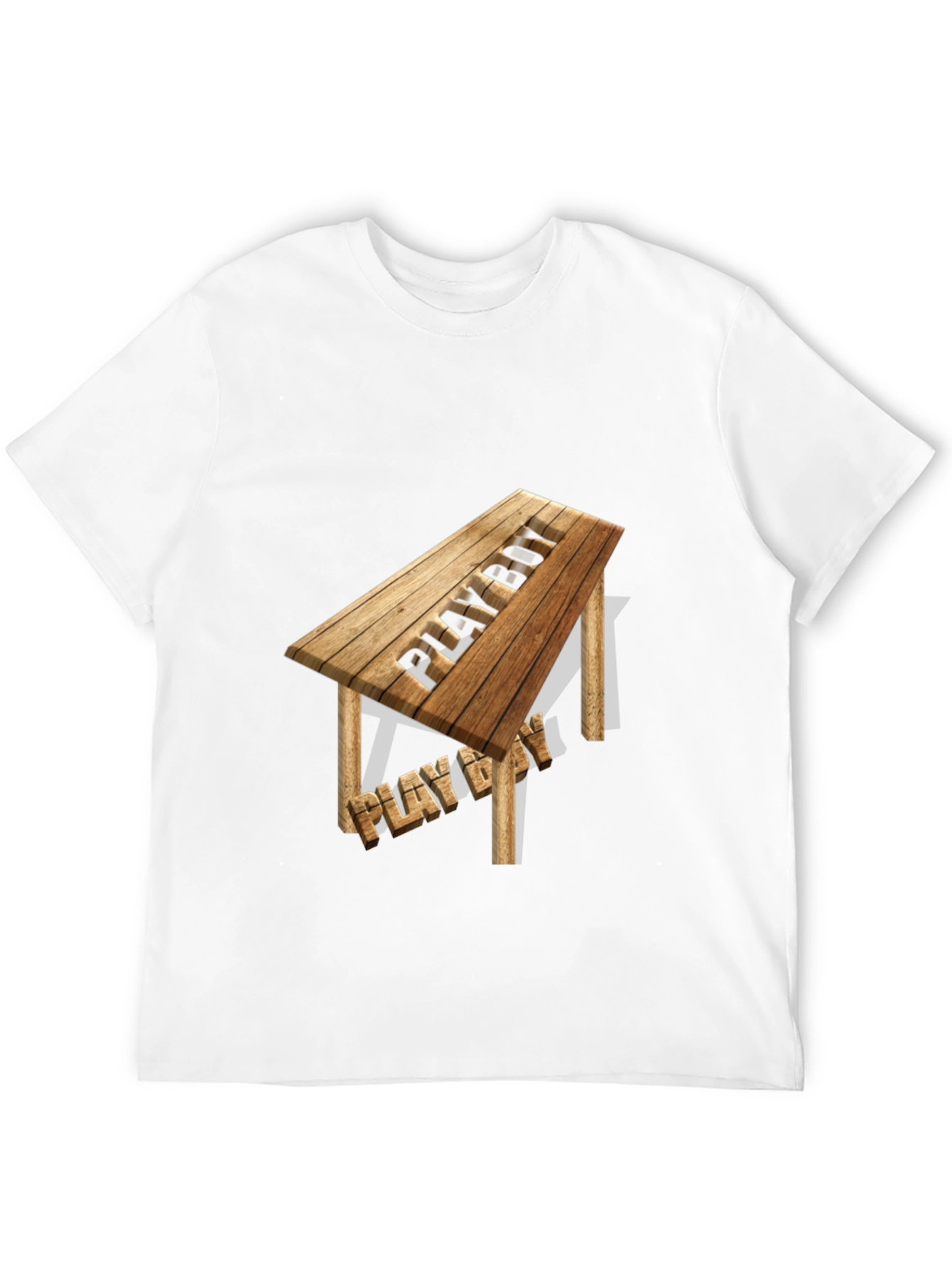 Playboy Wooden Table T-Shirt - Novelty Design