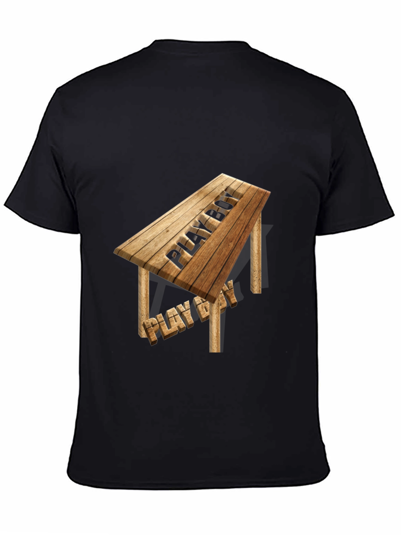 Playboy Wooden Table T-Shirt - Novelty Design