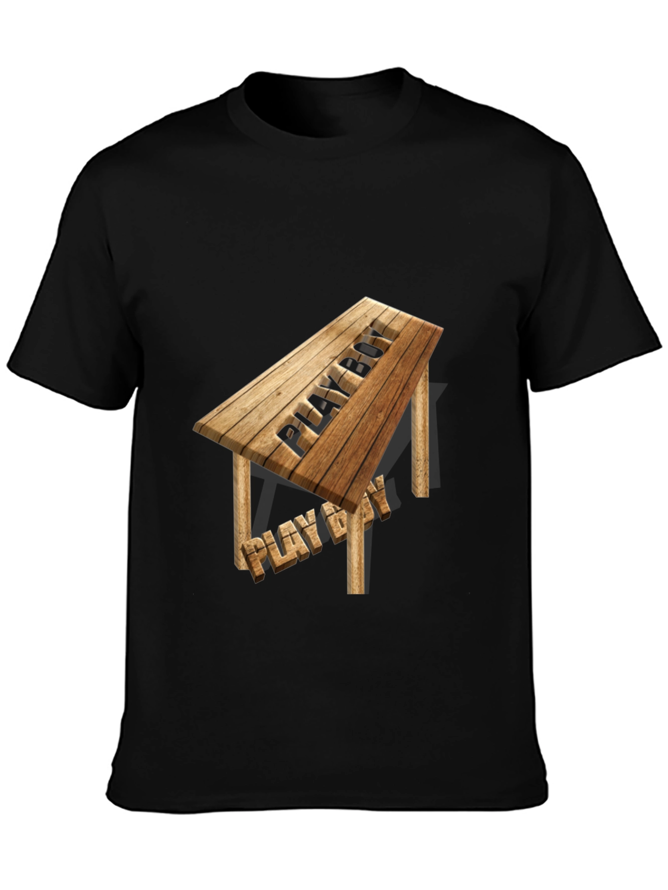 Playboy Wooden Table T-Shirt - Novelty Design
