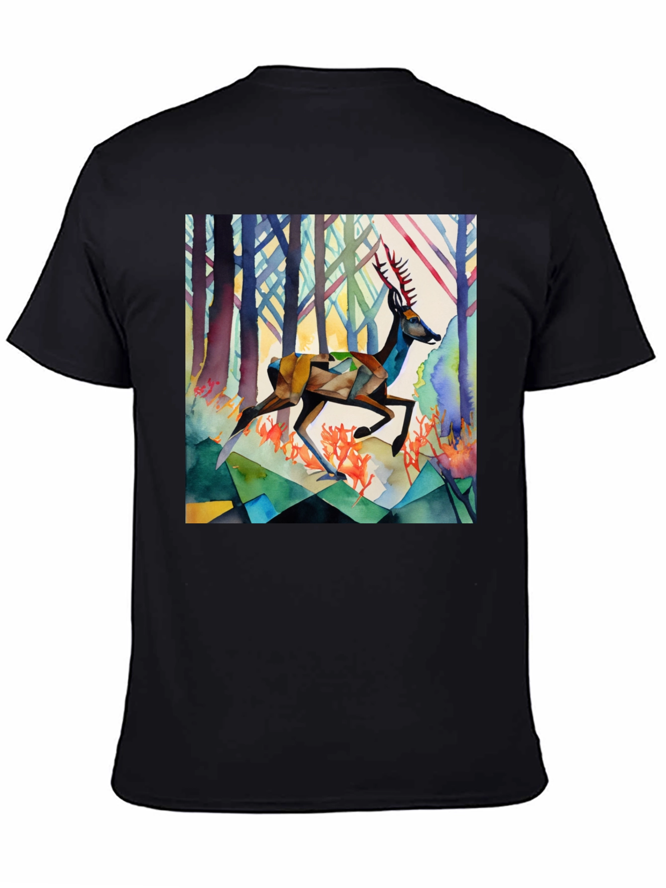 Geometric Deer Graphic Tee - Stylish Mens Shirt
