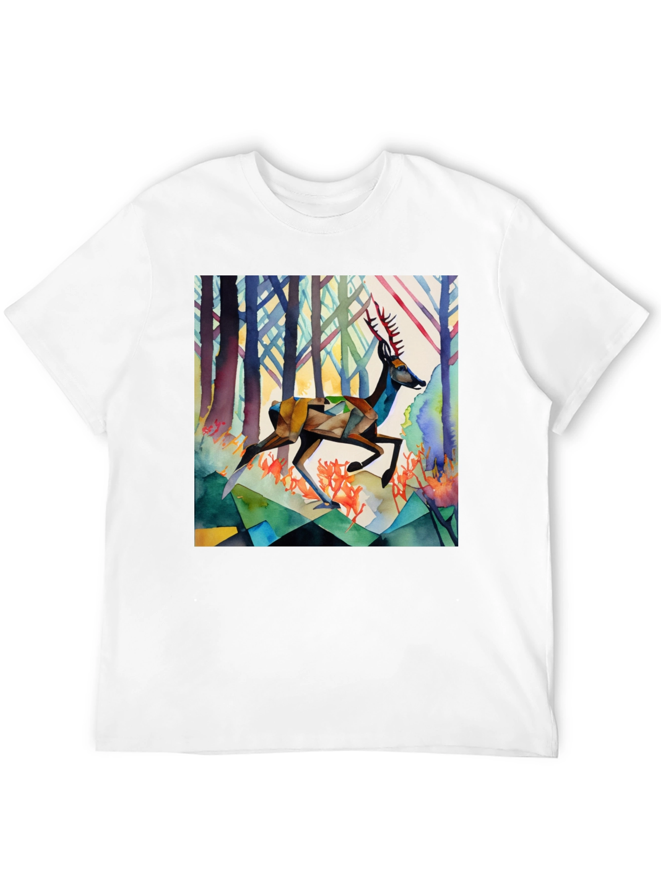 Geometric Deer Graphic Tee - Stylish Mens Shirt