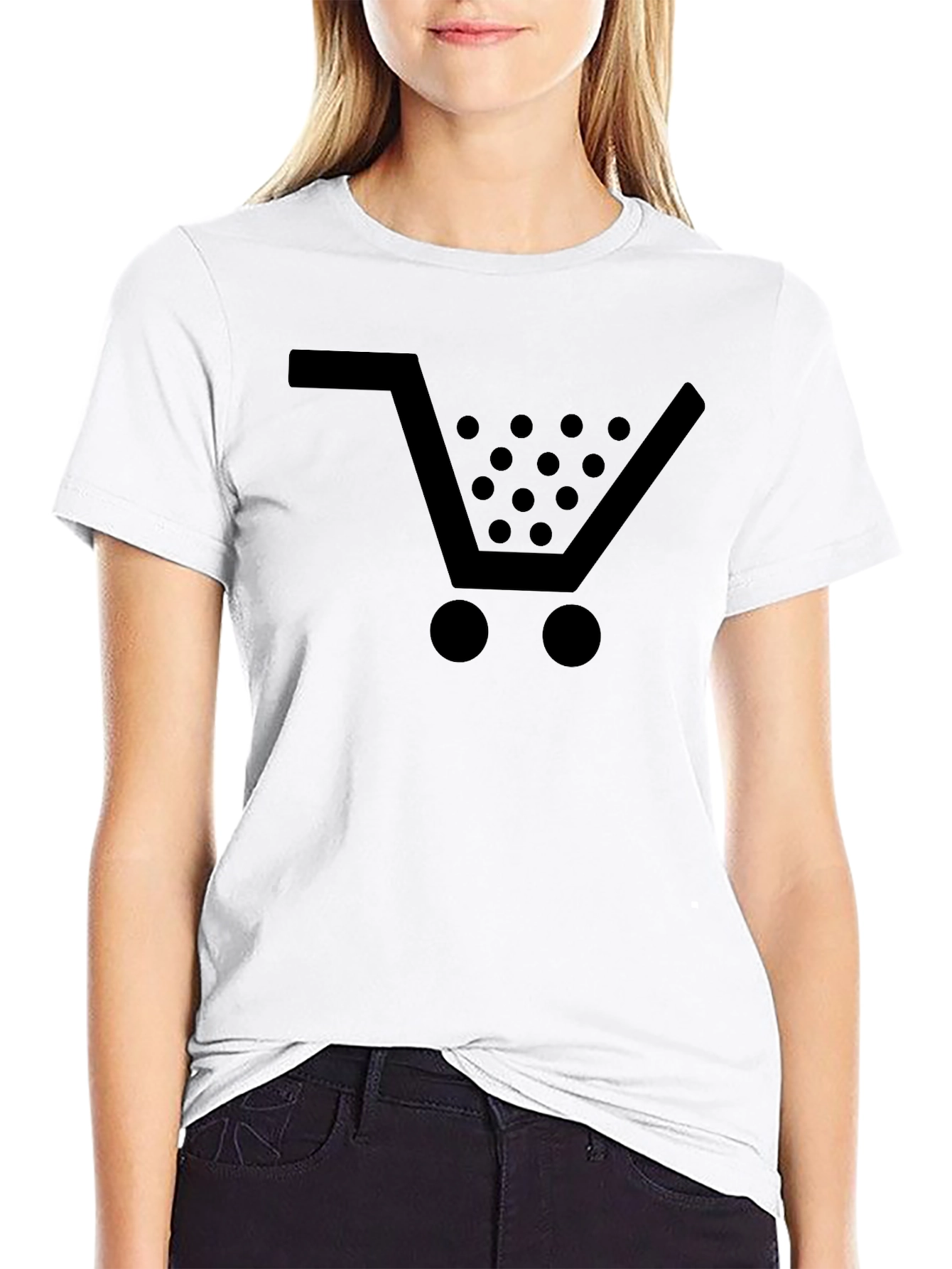 Shopping Cart Graphic Tee - Black Cotton