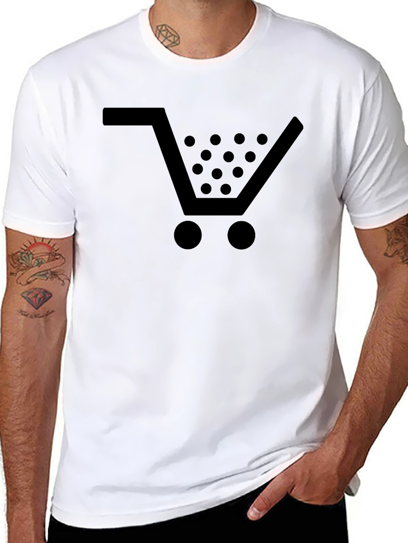 Shopping Cart Graphic Tee - Black Cotton