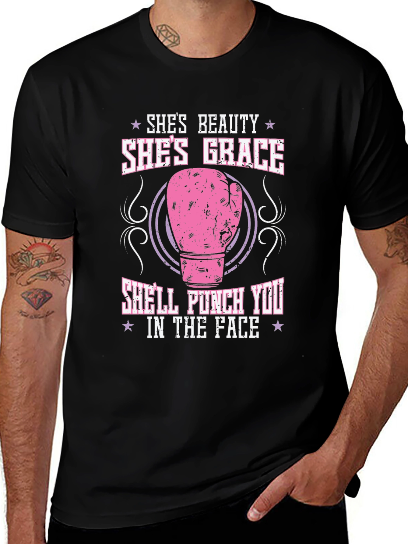 Shes Beauty Shes Grace T-Shirt: Funny Boxing Glove Tee