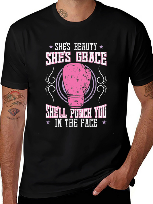 Shes Beauty Shes Grace T-Shirt: Funny Boxing Glove Tee