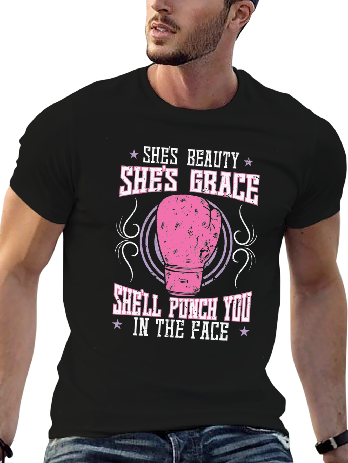 Shes Beauty Shes Grace T-Shirt: Funny Boxing Glove Tee