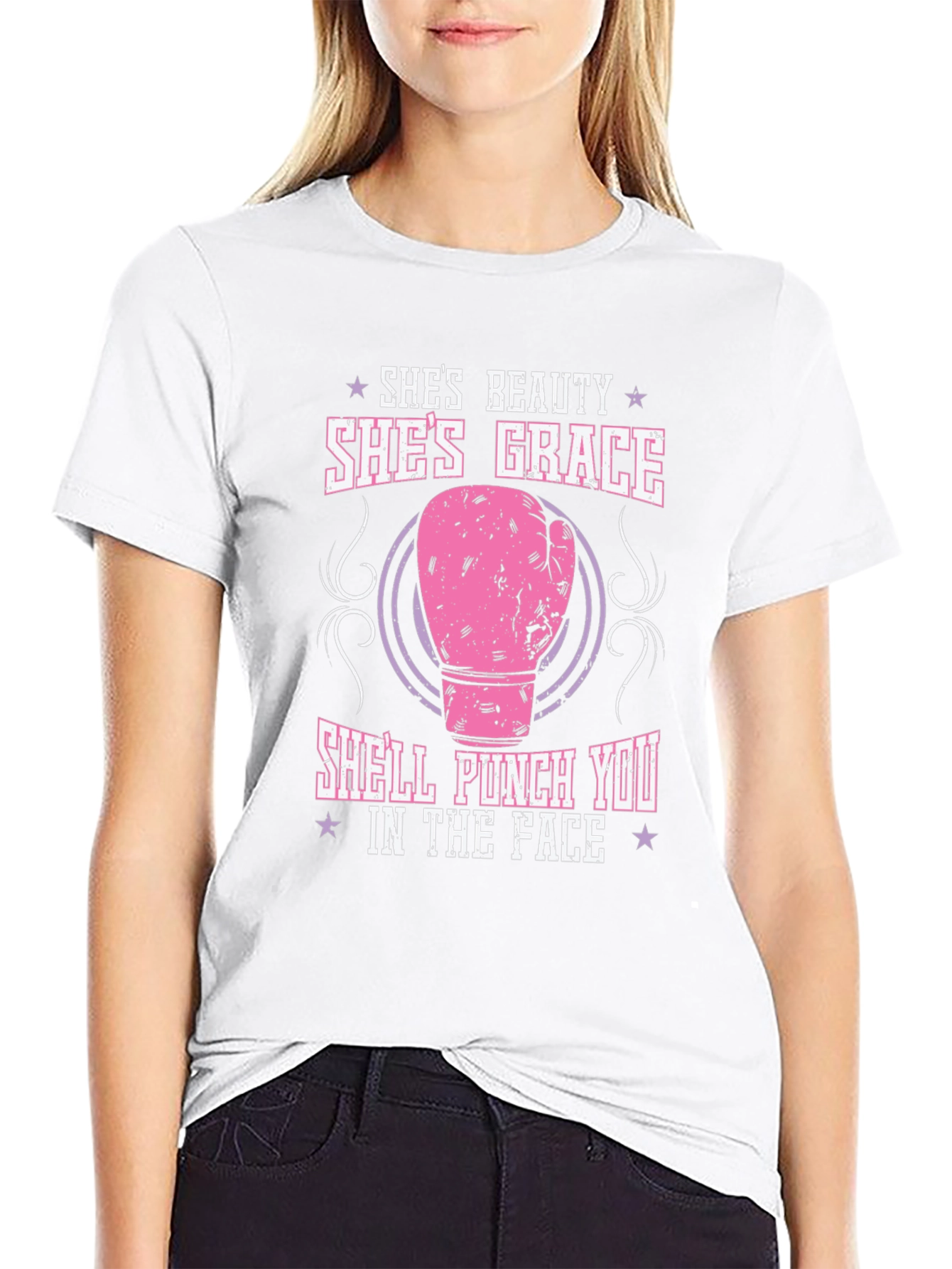 Shes Beauty Shes Grace T-Shirt: Funny Boxing Glove Tee