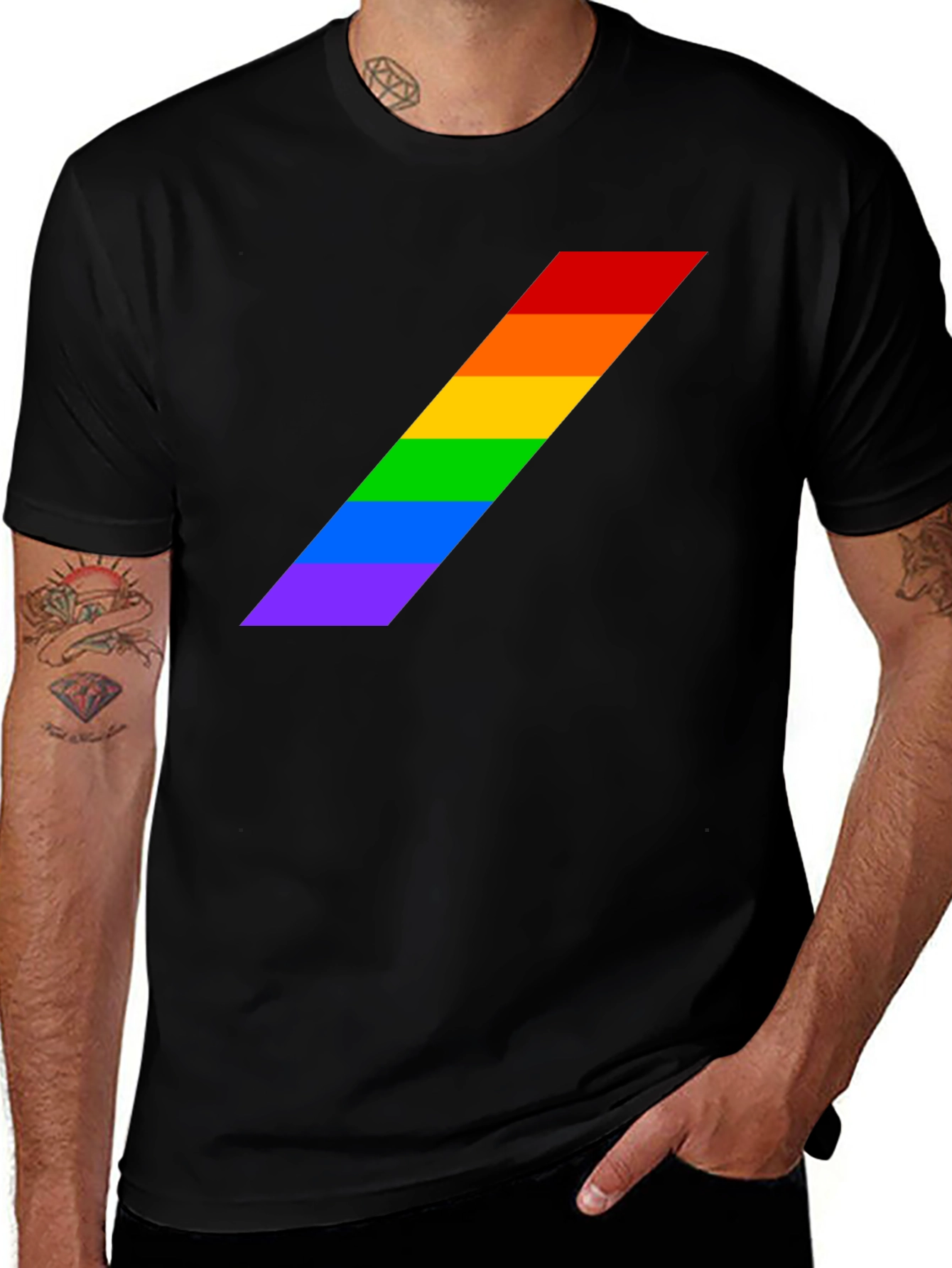 Pride Stripe Tee - Black LGBTQ+ Shirt
