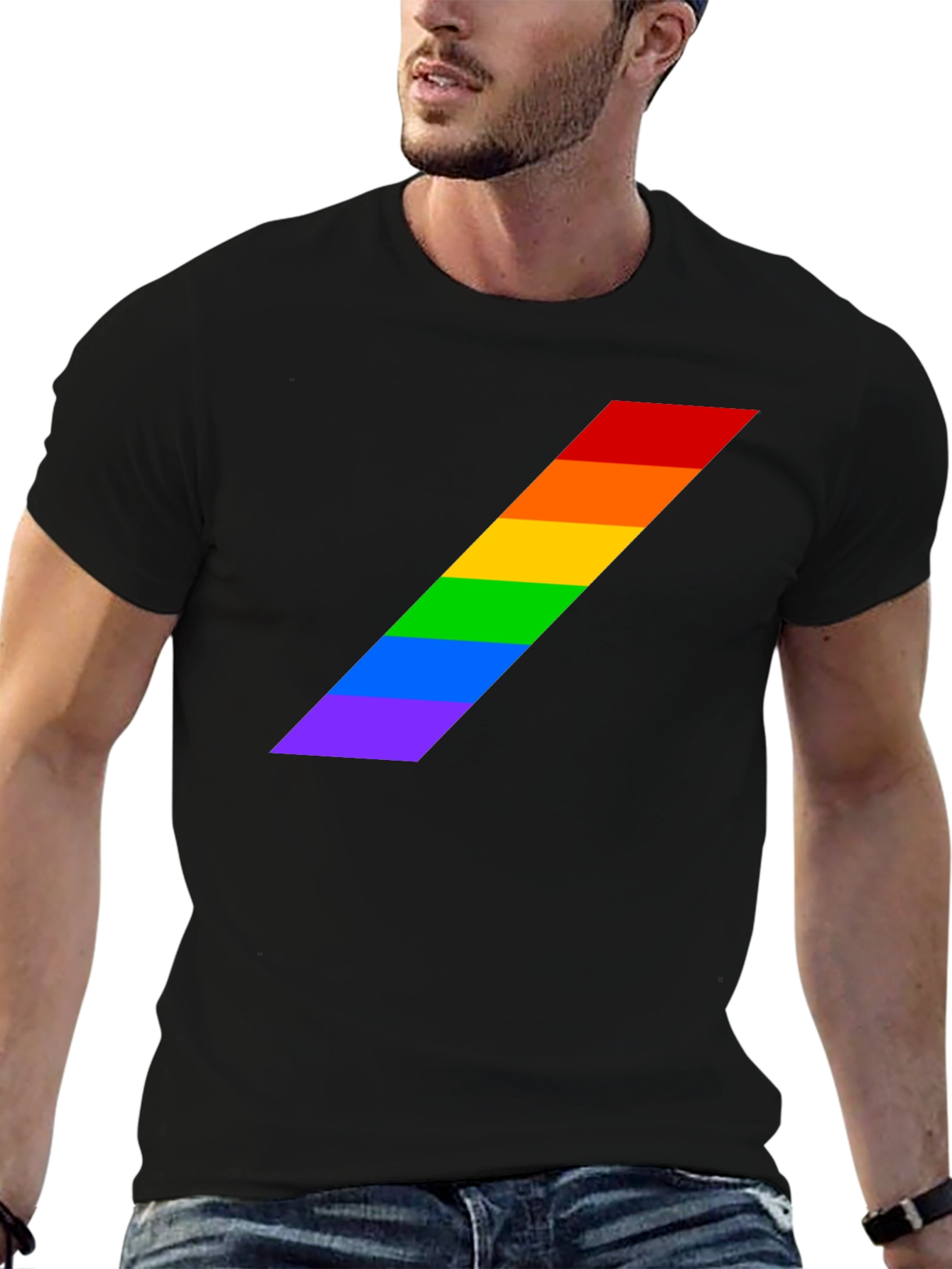 Pride Stripe Tee - Black LGBTQ+ Shirt