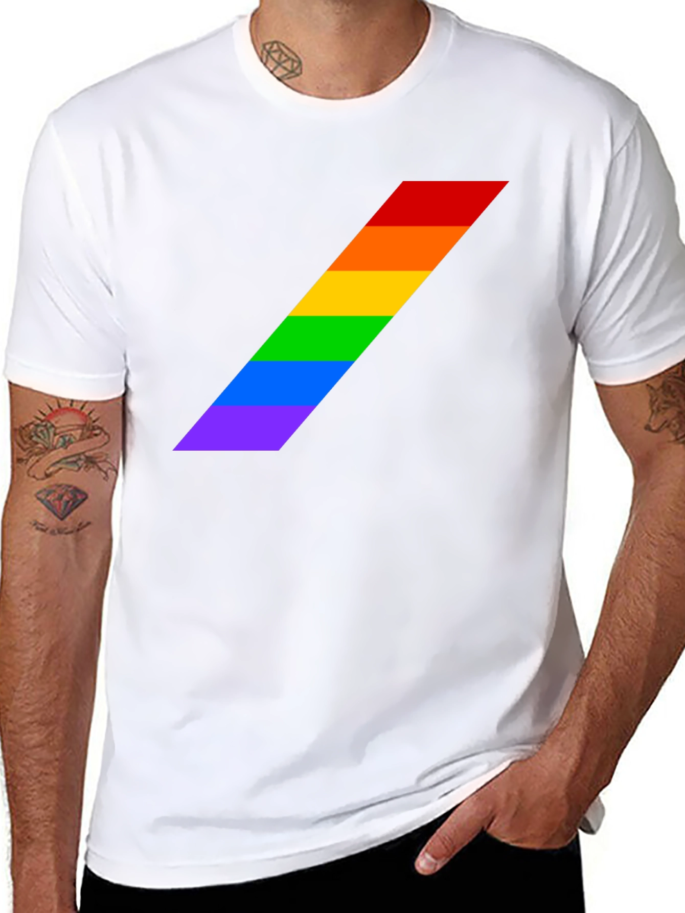 Pride Stripe Tee - Black LGBTQ+ Shirt