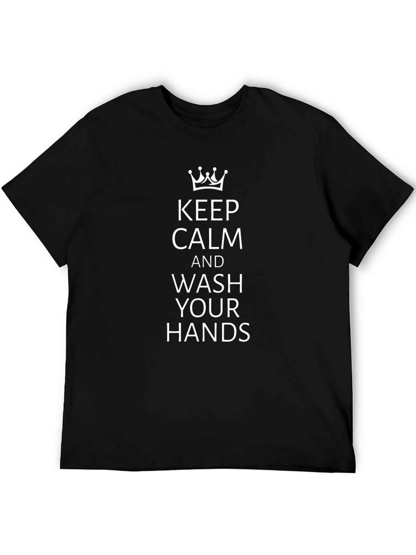 Keep Calm Wash Hands Graphic T-Shirt - Black