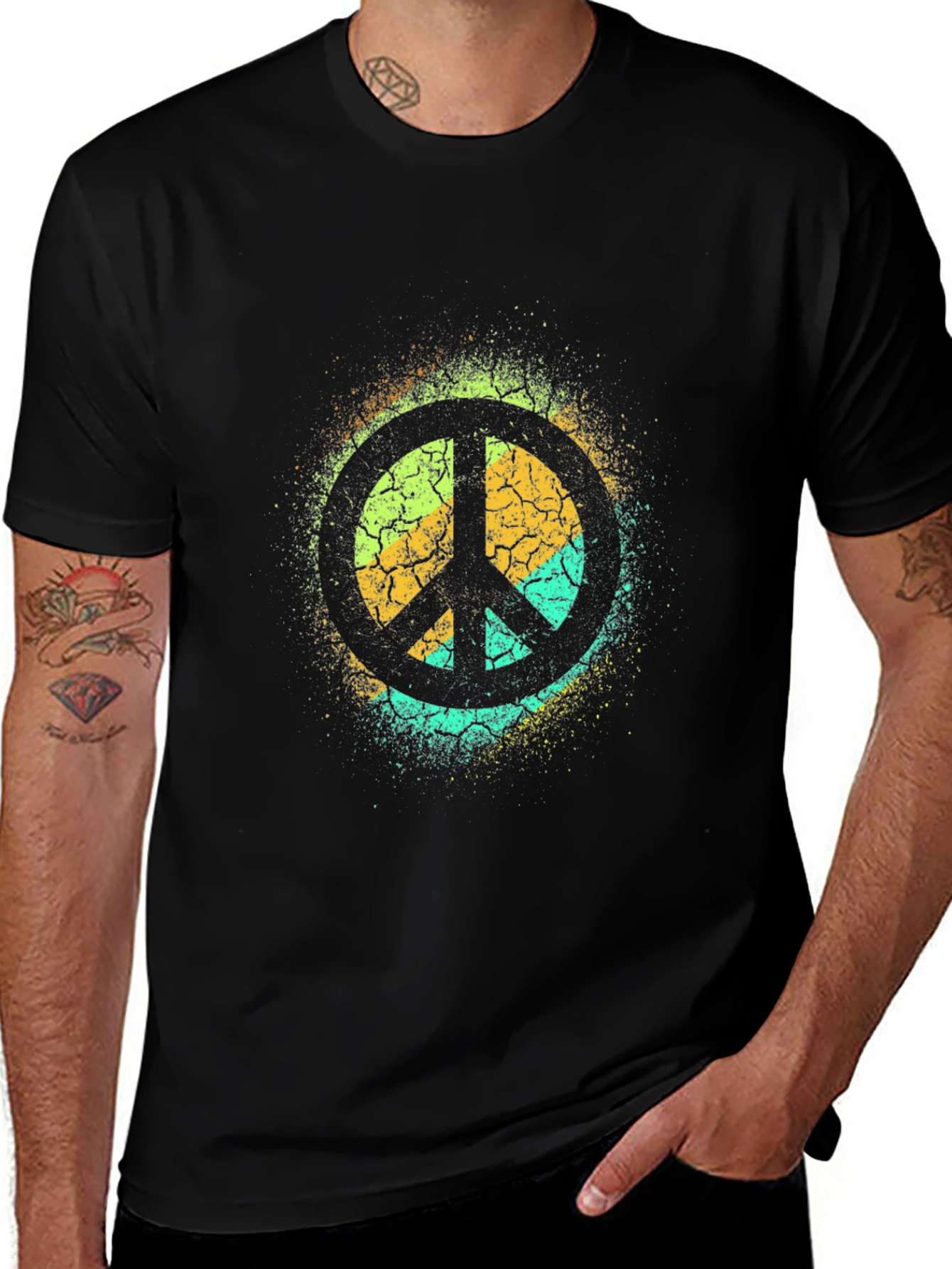 Retro Peace Sign T-Shirt - Distressed Design