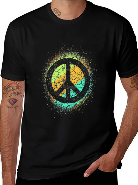 Retro Peace Sign T-Shirt - Distressed Design