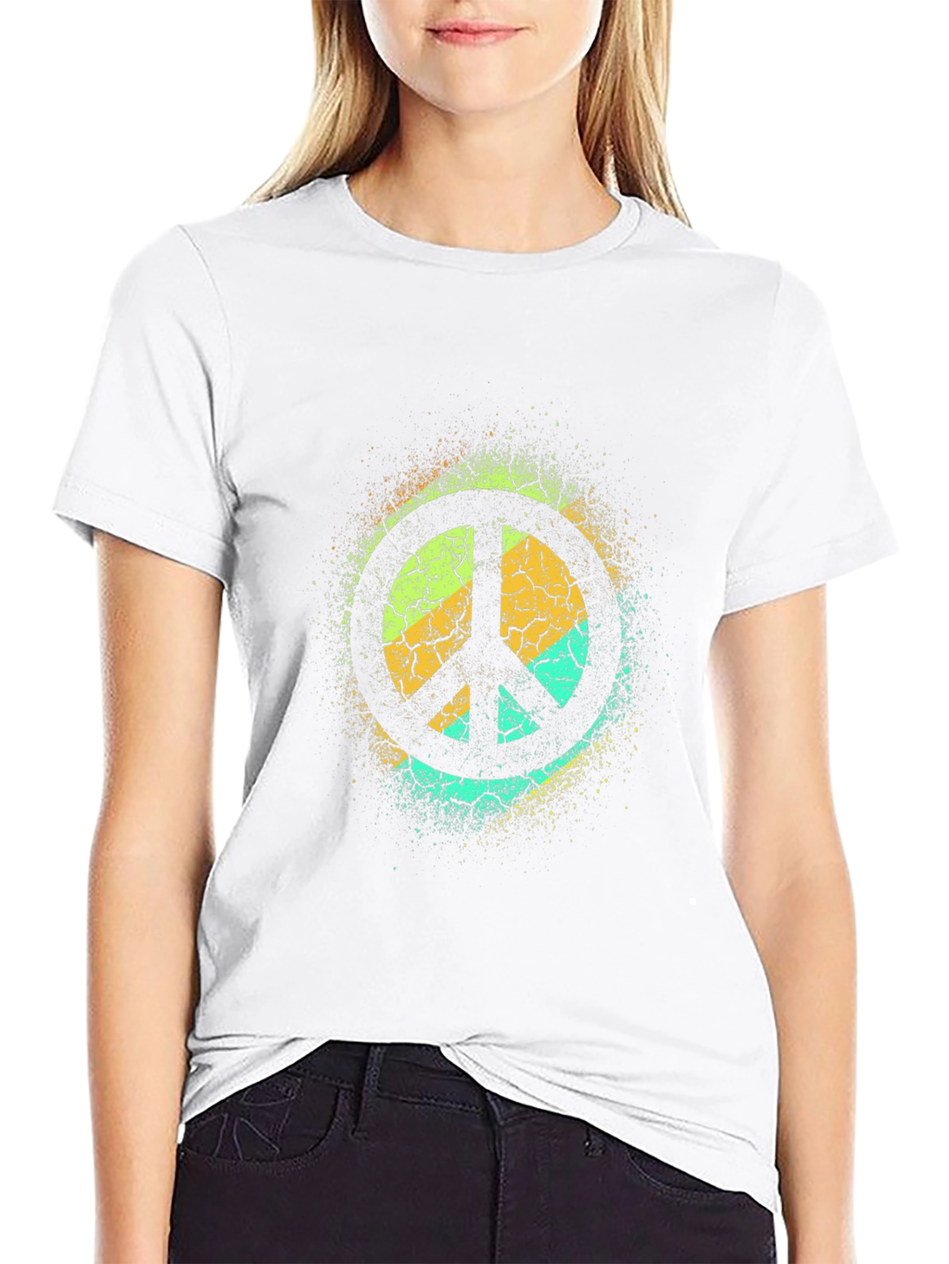 Retro Peace Sign T-Shirt - Distressed Design