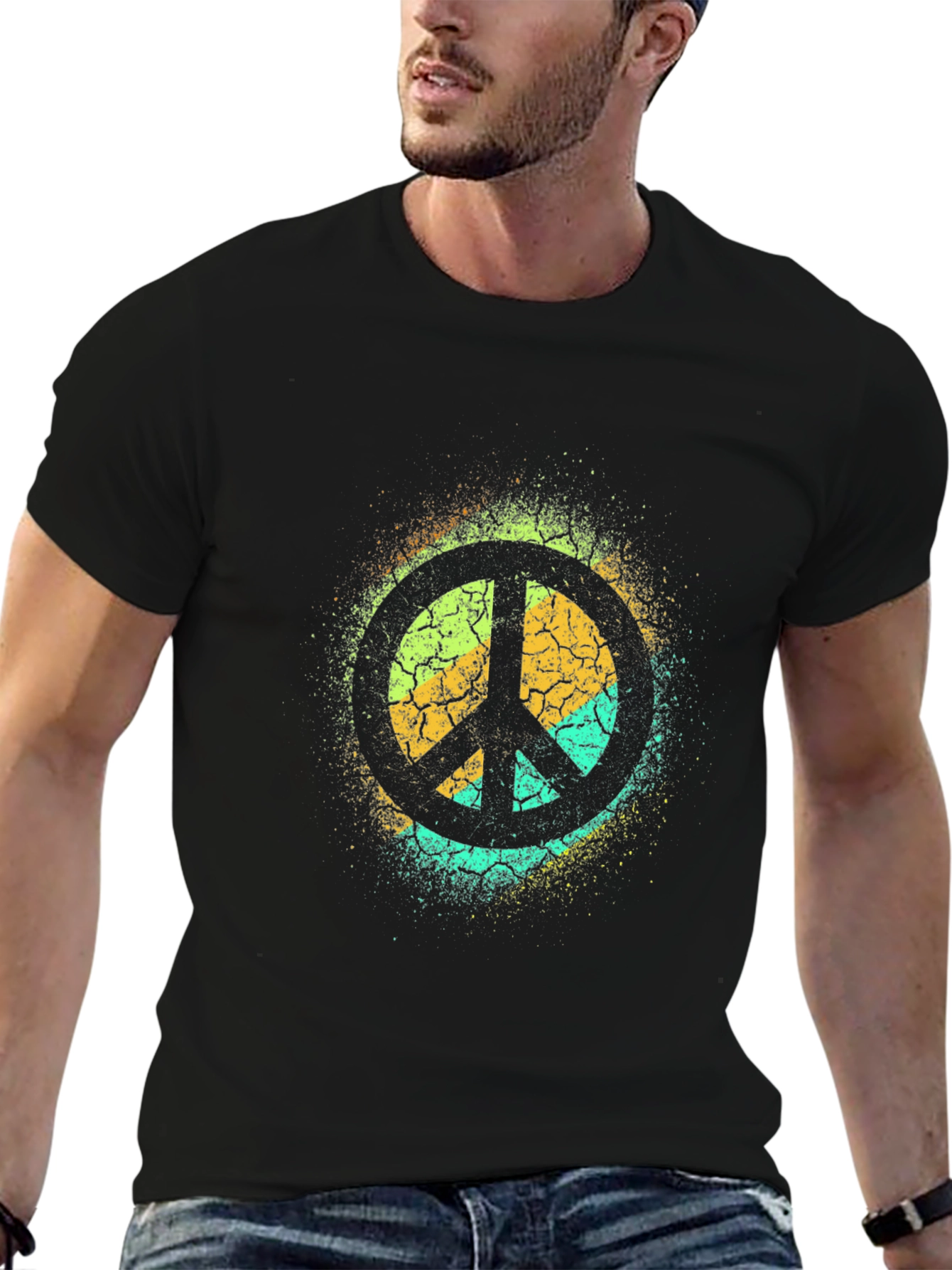 Retro Peace Sign T-Shirt - Distressed Design