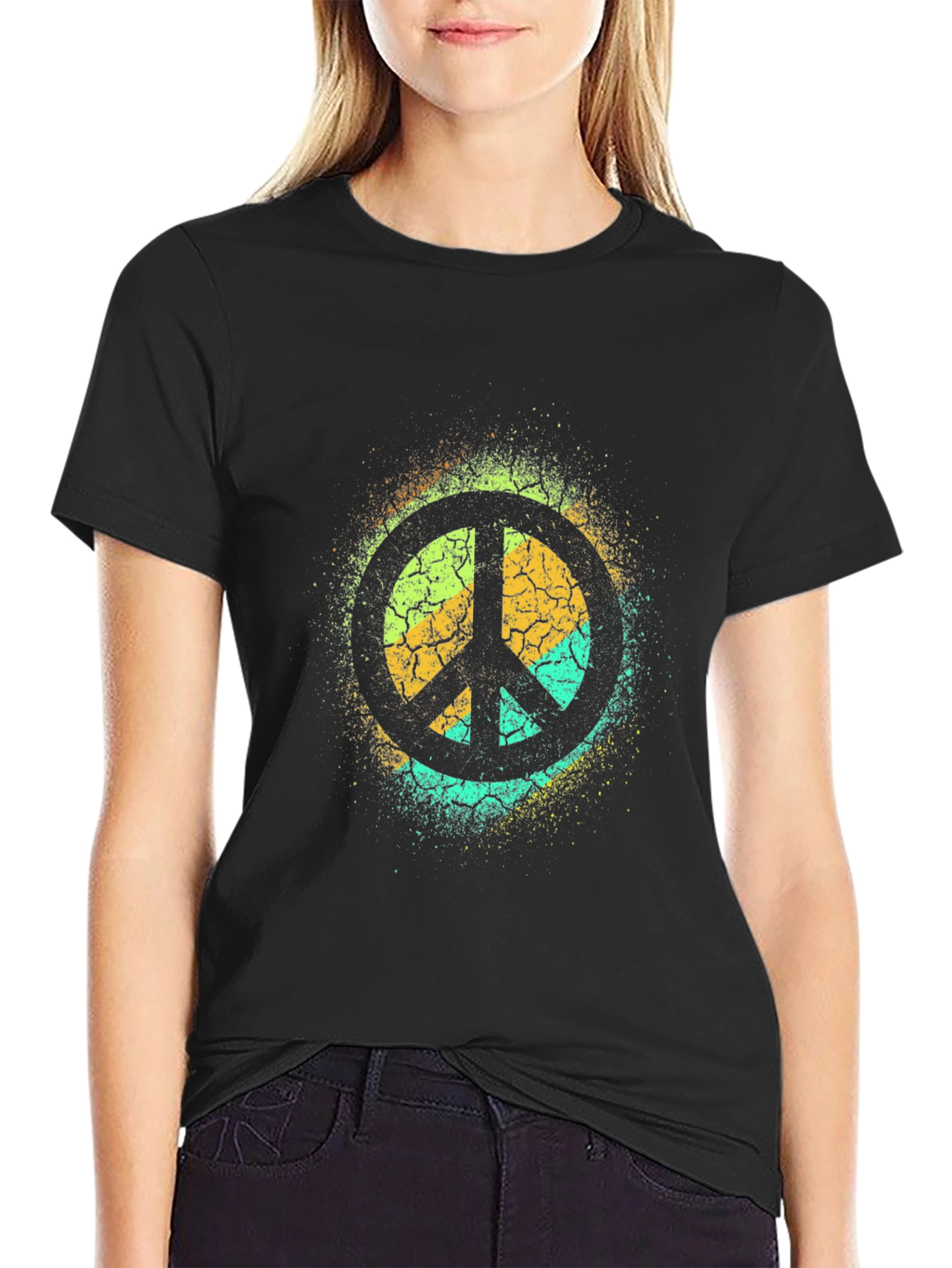 Retro Peace Sign T-Shirt - Distressed Design