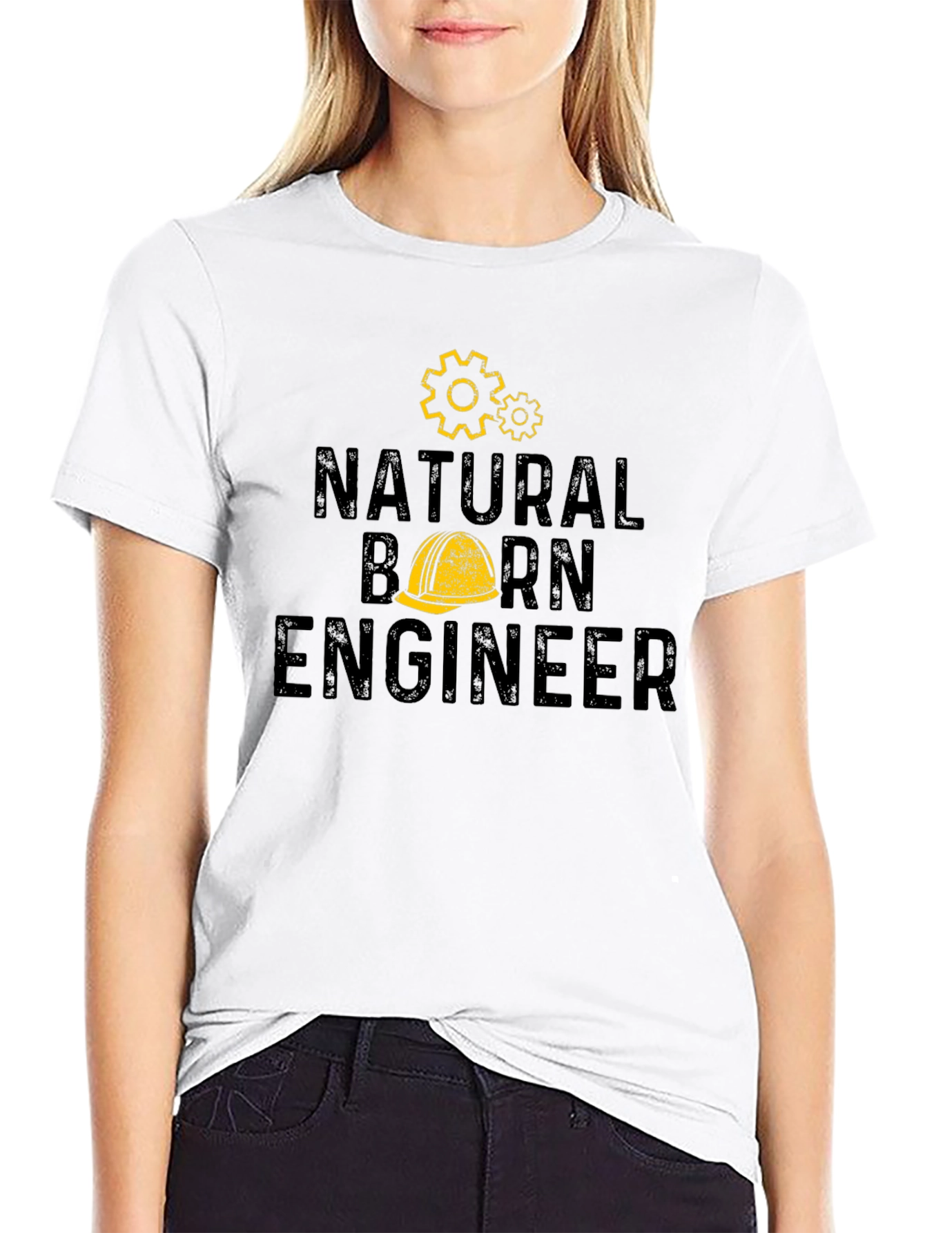 Natural Born Engineer Black Graphic T-Shirt